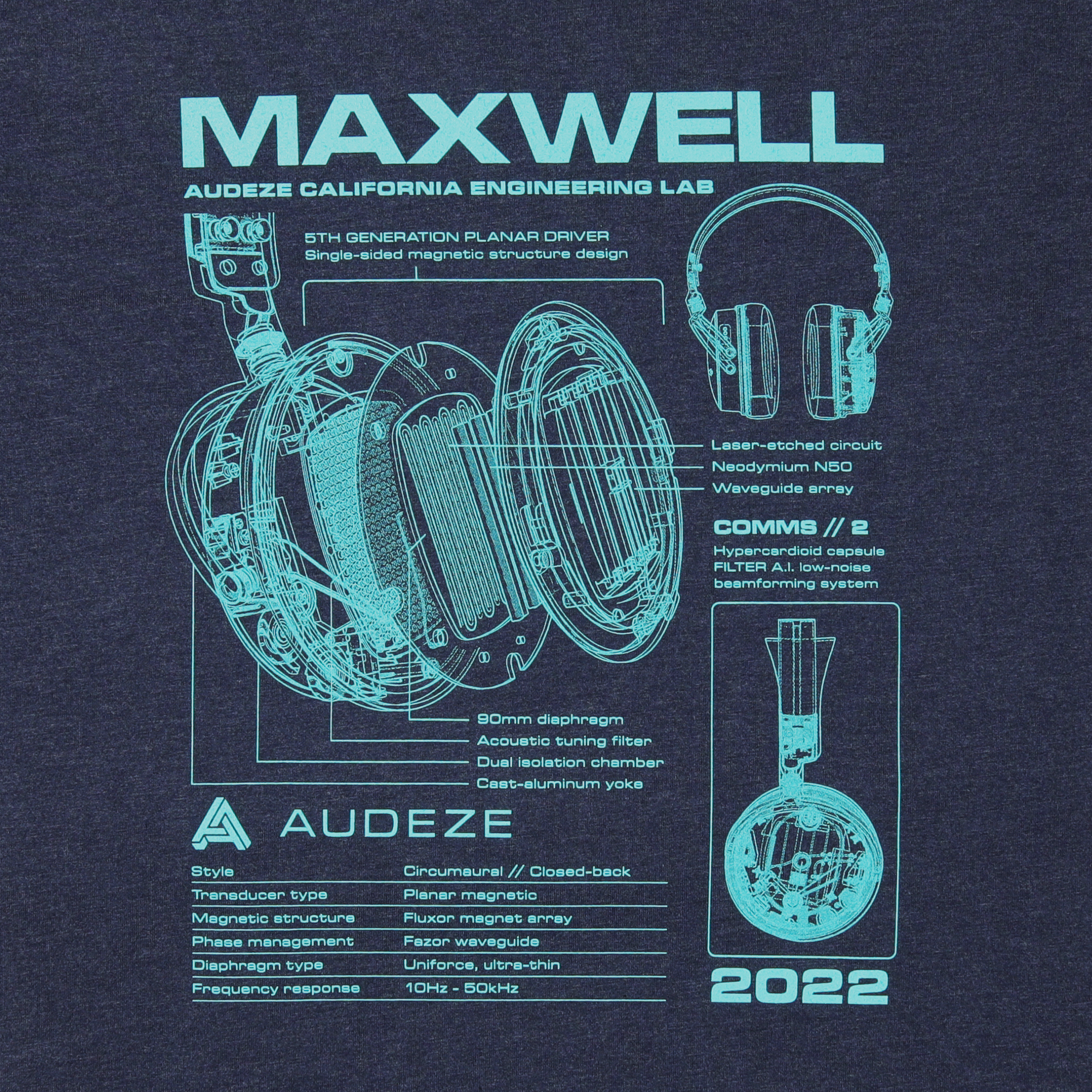 audeze-maxwell-t-shirt-navy image 2